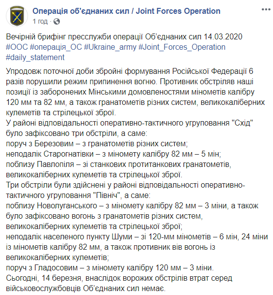 Бойовики на Донбасі застосували міномети