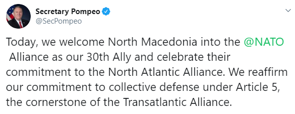 Северная Македония стала членом НАТО