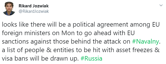 ЄС у понеділок може домовитися про санкції через Навального, - журналіст