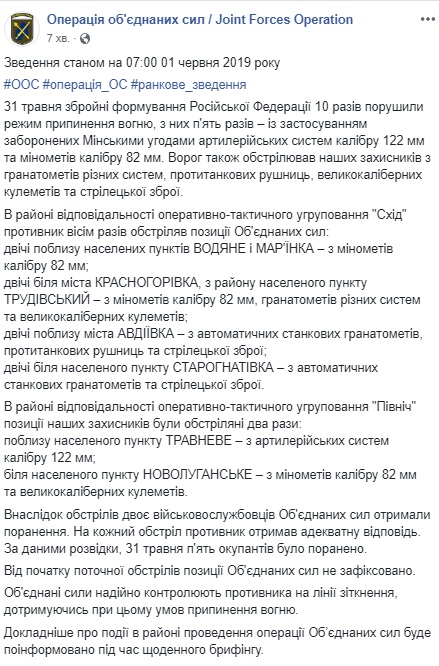 На Донбассе ранены двое украинских военных