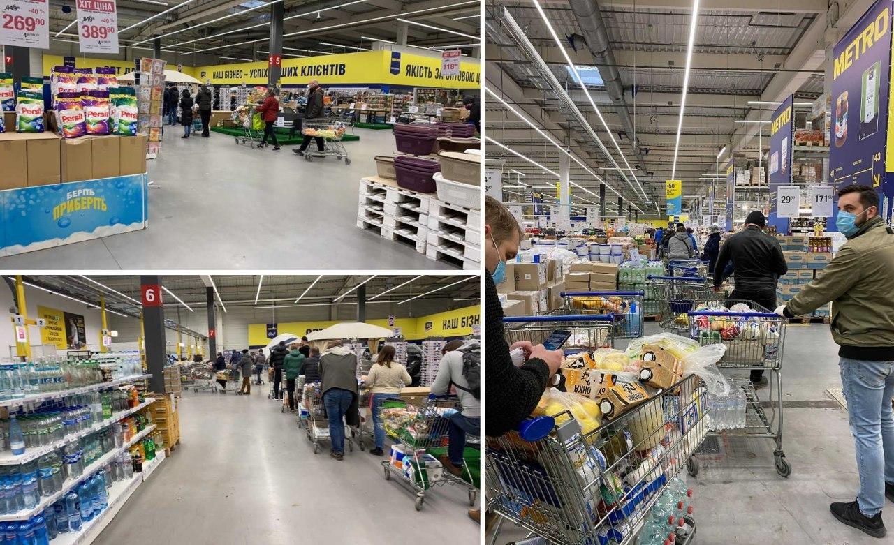 Очереди на несколько часов: новые фото из киевских супермаркетов
