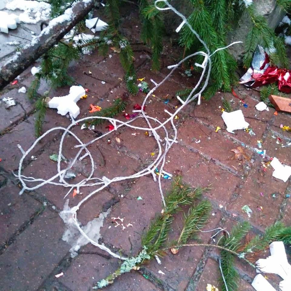 В киевских парках промышляют вандалы, которые разрушают новогодние елки (фото)