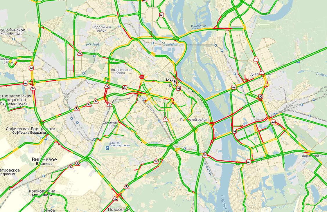 пробки в Киеве достигли 6 балов