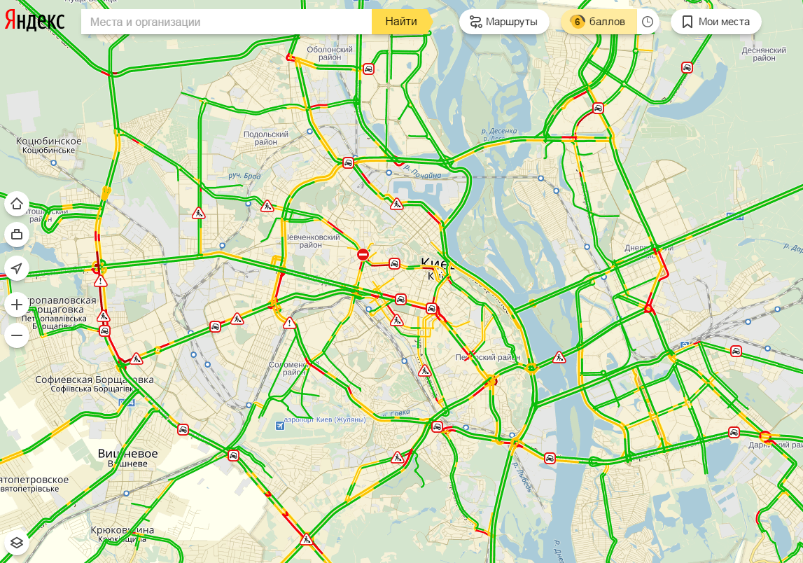 Фото: у Києві затори досягли 6 балів