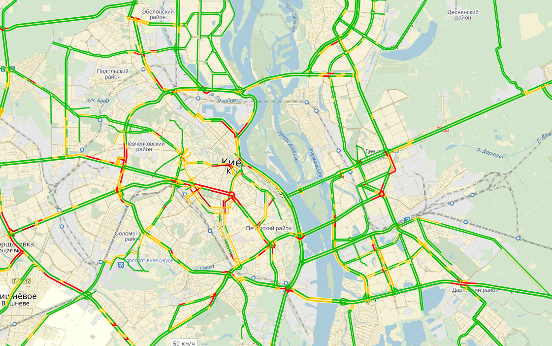 Пробки в Киеве достигли 7 баллов