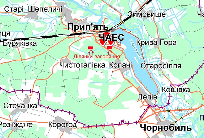 в Чернобыльской зоне продолжается тление лесной подстилки