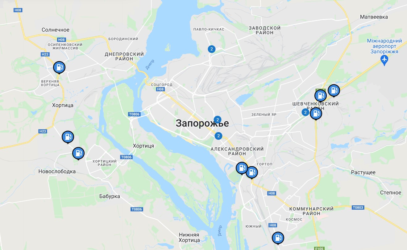 Карта заправок Украины, где прямо сейчас можно купить бензин