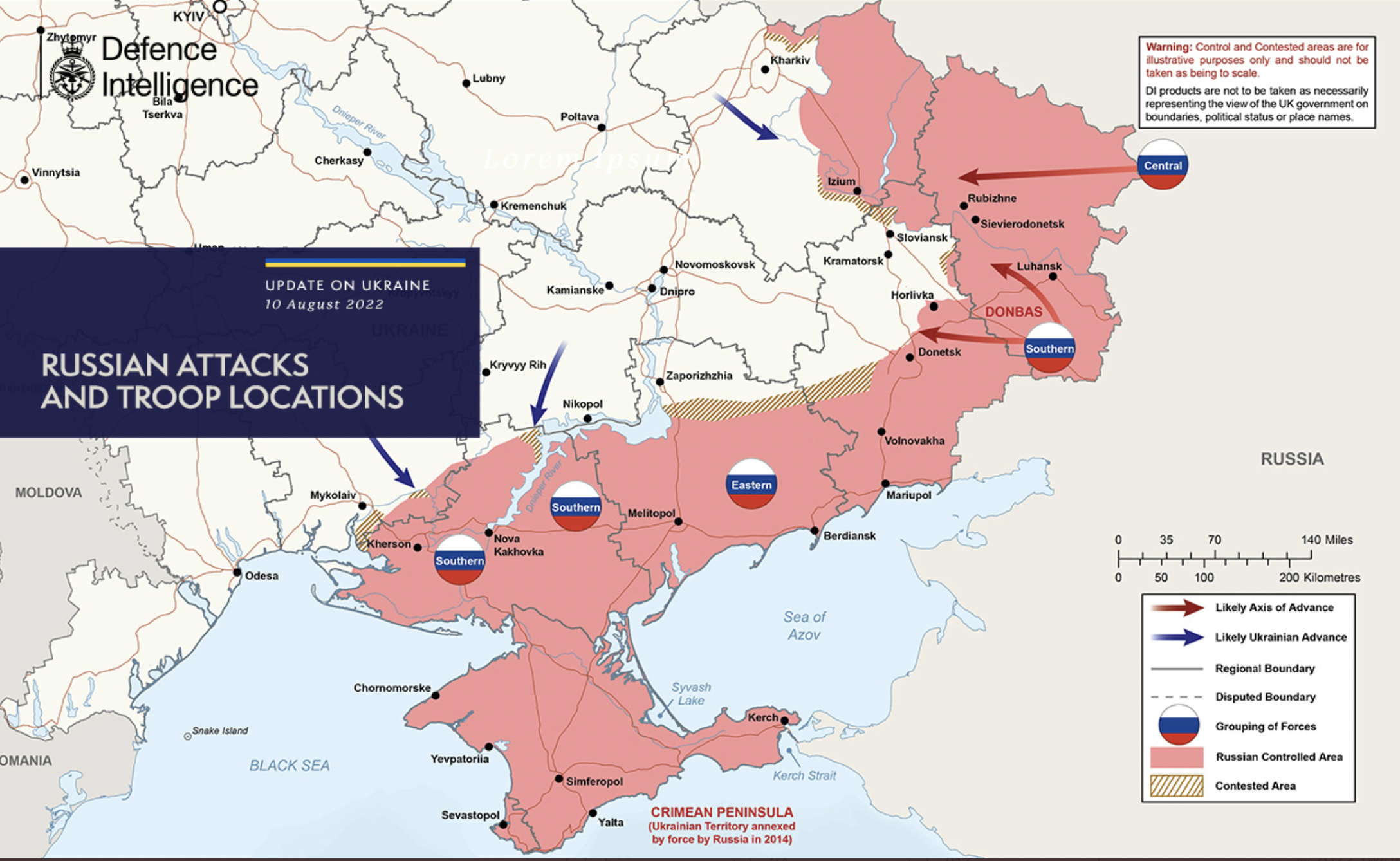 Карта войны в Украине от британской разведки на 10 августа: что  на фронтах