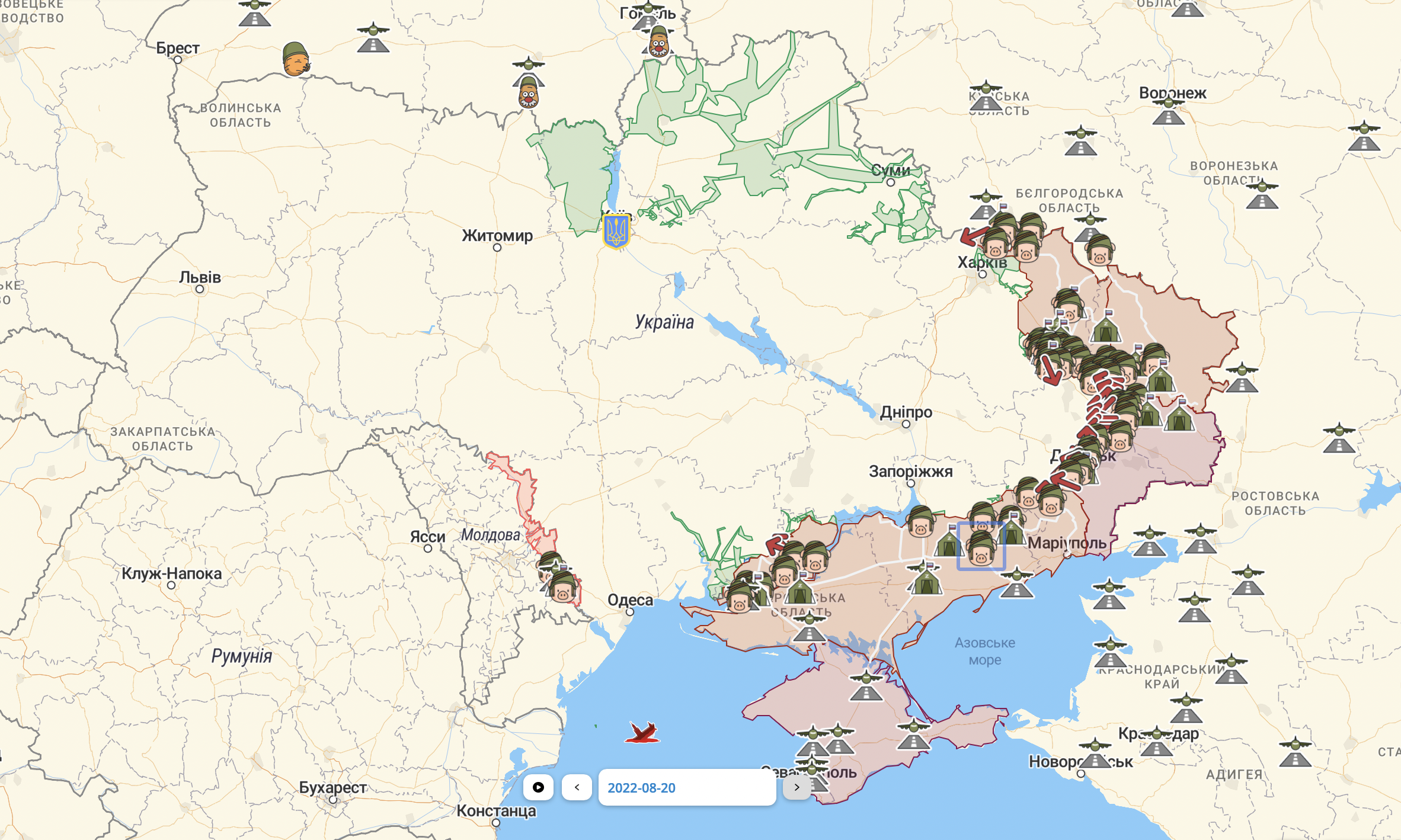 Карта війни в Україні на 20 серпня: де окупанти ведуть наступи
