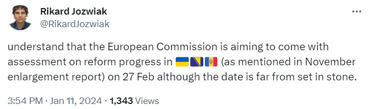 EC likely to evaluate Ukraine's reforms progress in late February