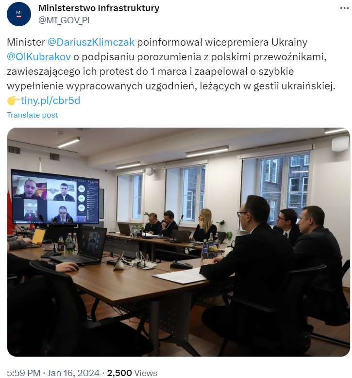 Poland urges Ukraine to fulfill agreements with carriers