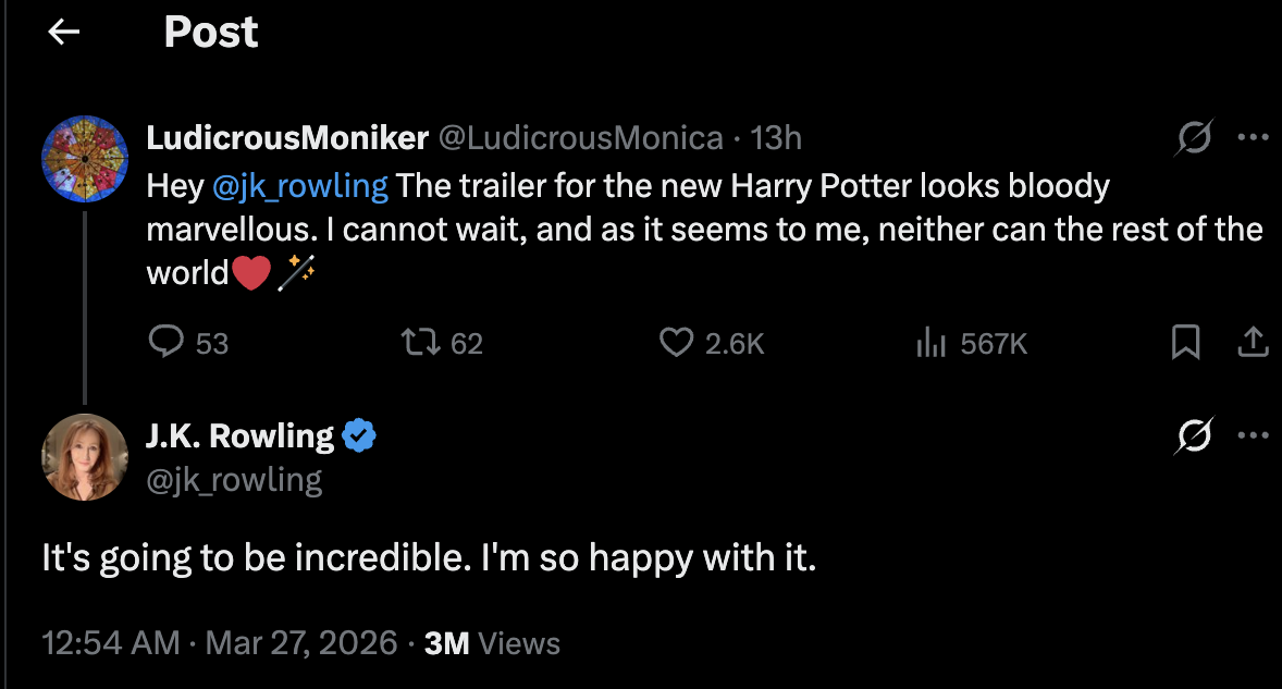 HBO's Harry Potter series teaser sparks backlash, Rowling responds