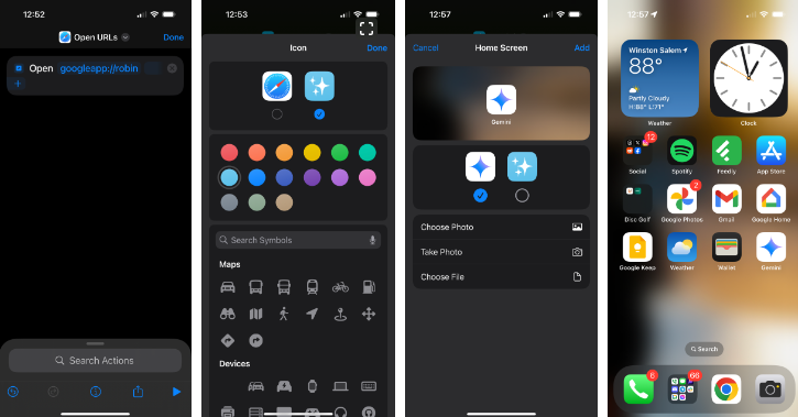 Access Google Gemini quickly from your iPhone home screen