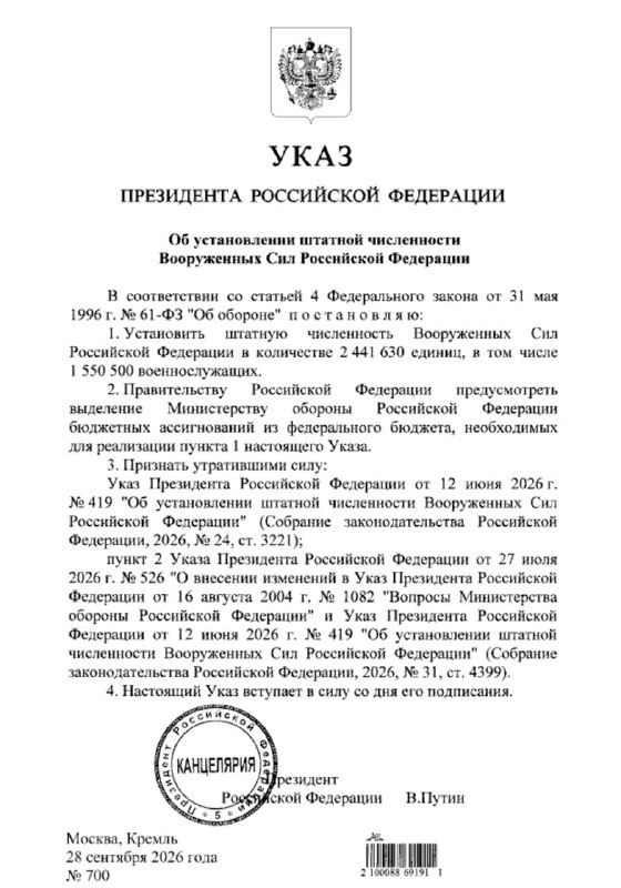 Путін вчетверте за рік збільшив армію на тлі чуток про мобілізацію