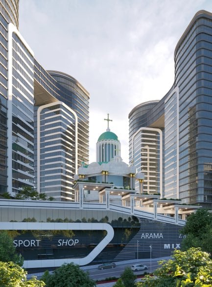 В Киеве строят 10-этажный "храмовый комплекс" с апартаментами: первые фото