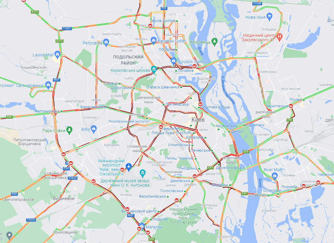 Затори в Києві: на яких дорогах столиці ускладнено рух