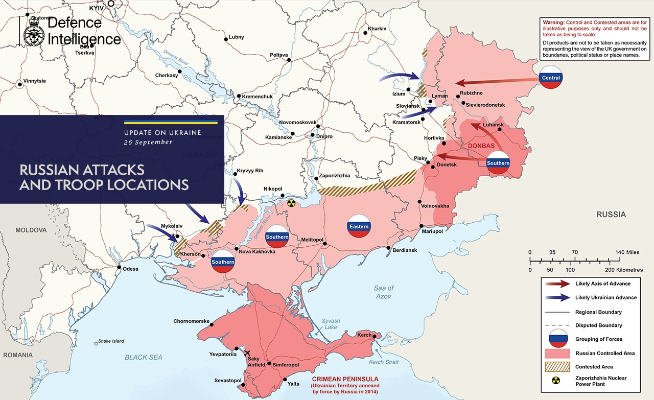 Актуальна карта бойових дій на 26 вересня: дані британської розвідки