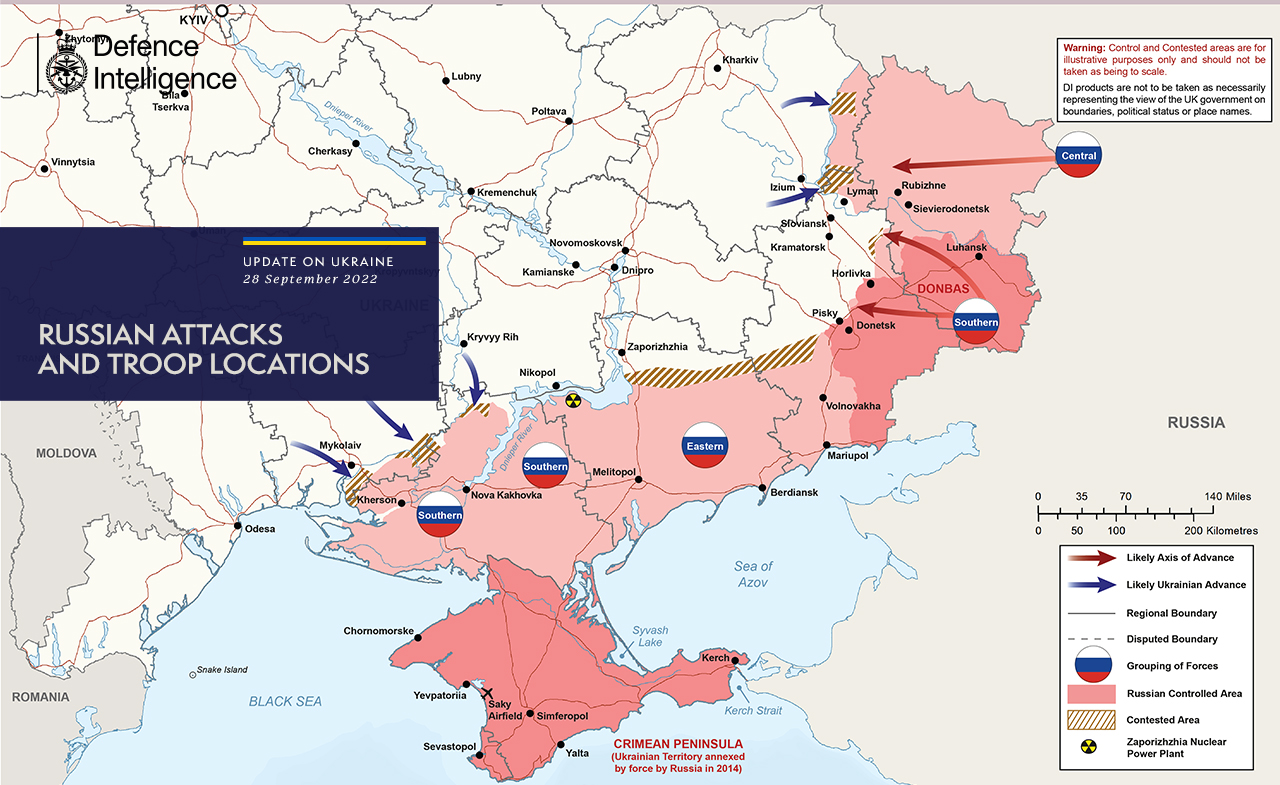 Карта війни в Україні на 28 вересня: британська розвідка оновила дані