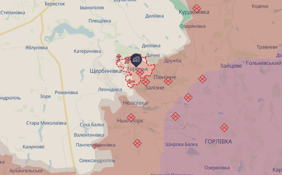 В Торецке возросла интенсивность боев. Россияне пытаются обойти город с флангов
