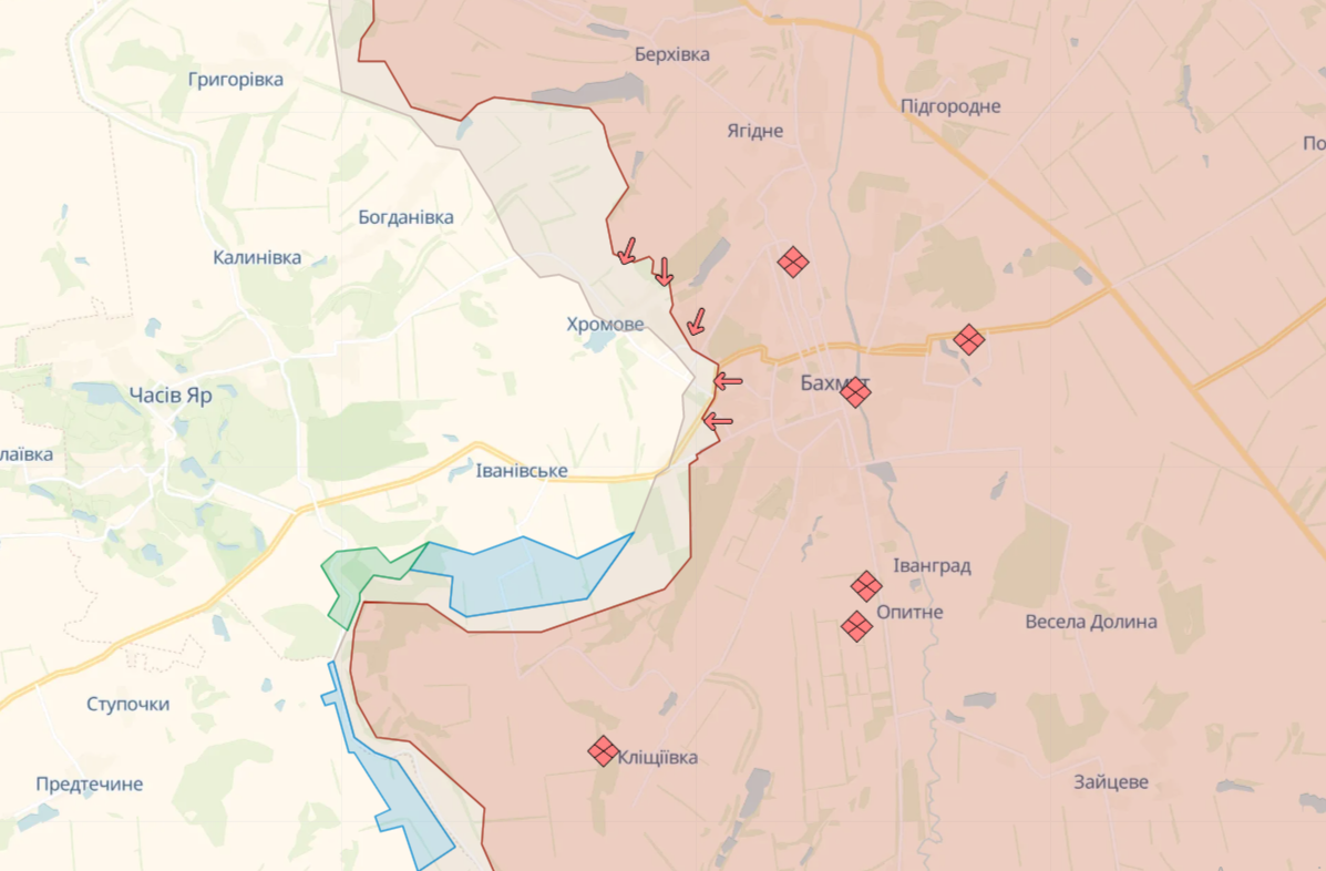 Українські військові відкидають окупантів під Бахмутом: оновлена карта боїв