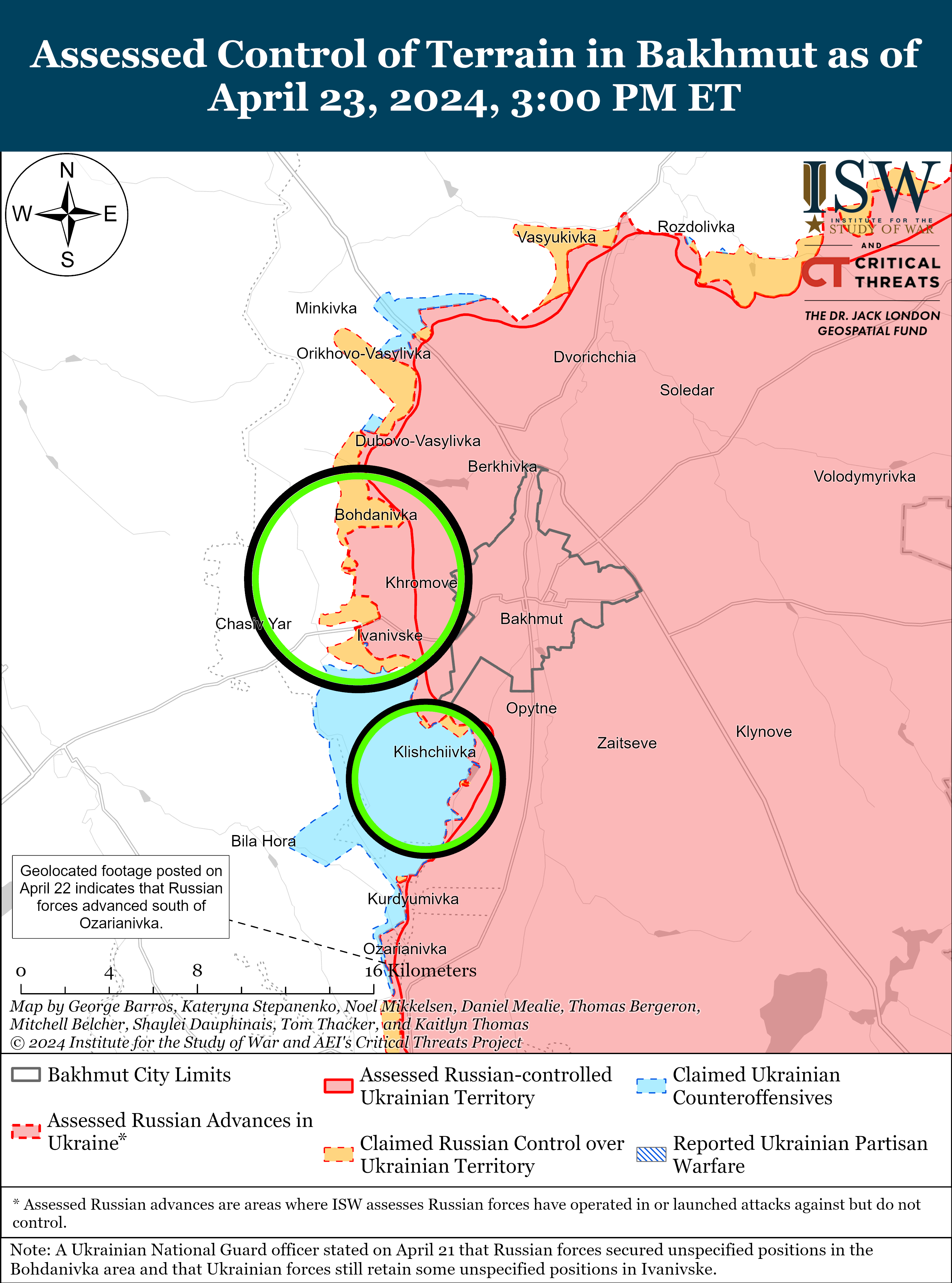 Сили оборони просунулися поблизу Часового Яру: карти ISW