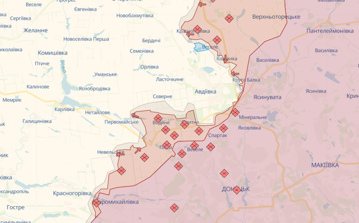 ВСУ продвигаются под Авдеевкой: актуальная карта боевых действий