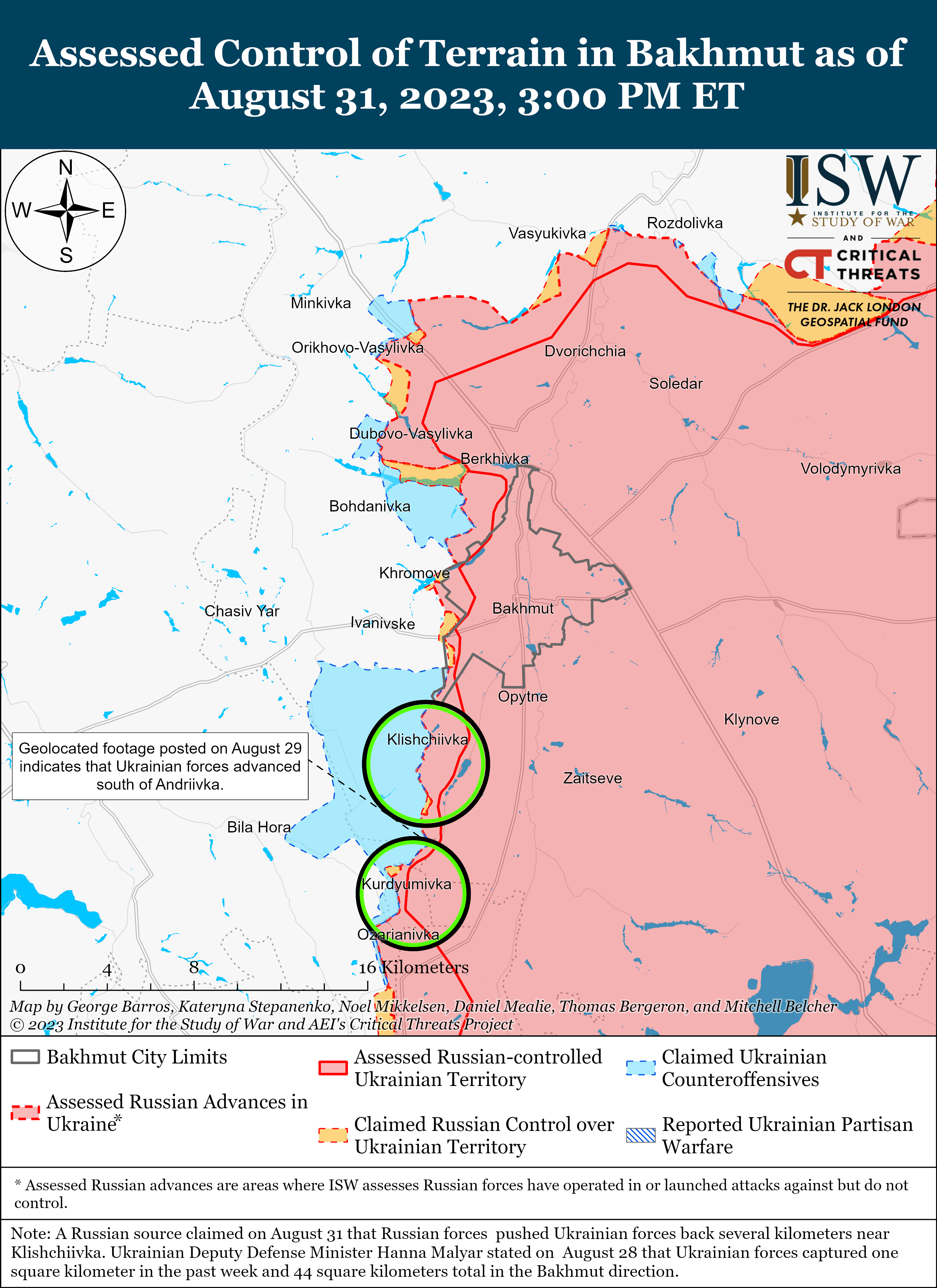 ВСУ отразили попытки оккупантов контратаковать под Бахмутом и на юге (карты боев ISW)