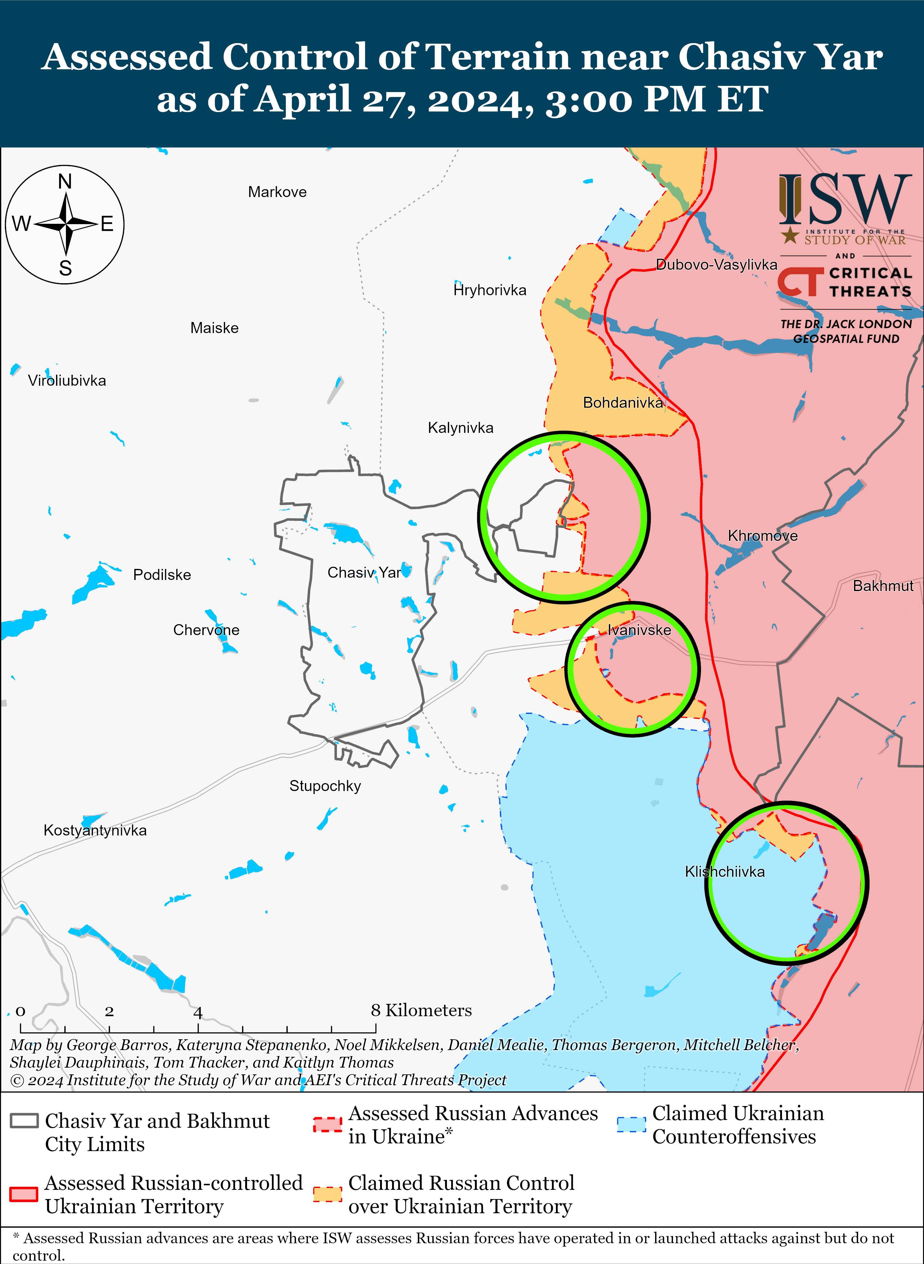 Оккупанты продвинулись под Авдеевкой и давят на нескольких направлениях: карты ISW