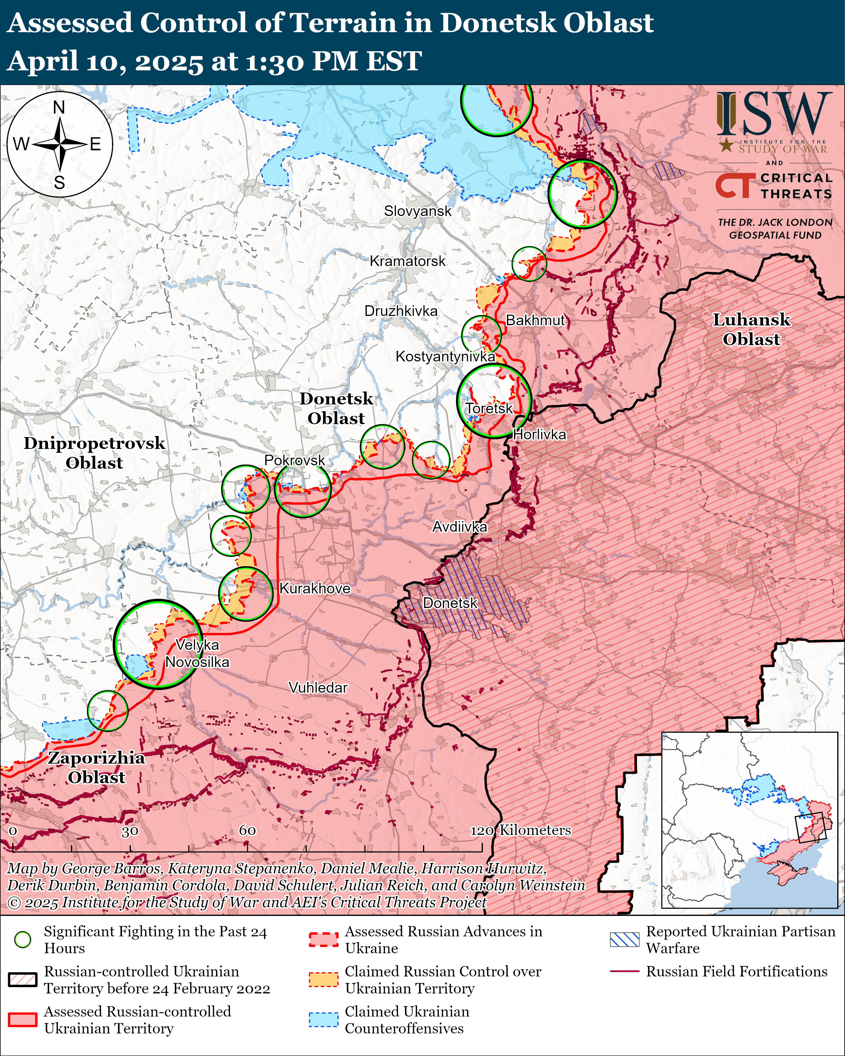 ЗСУ мали успіх біля Часового Яру, ворог просунувся коло Торецька і Покровська: карти ISW