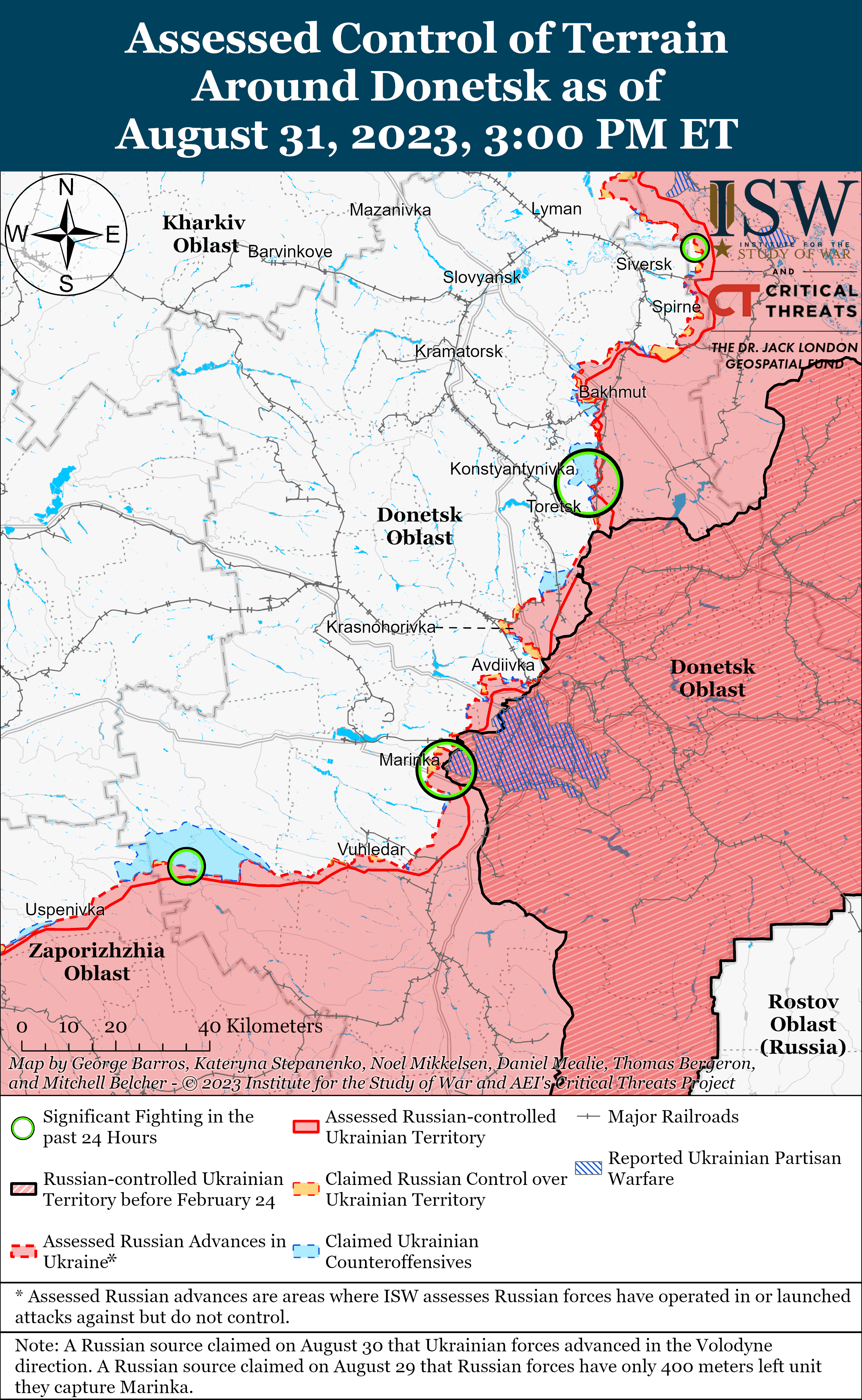 ВСУ отразили попытки оккупантов контратаковать под Бахмутом и на юге (карты боев ISW)