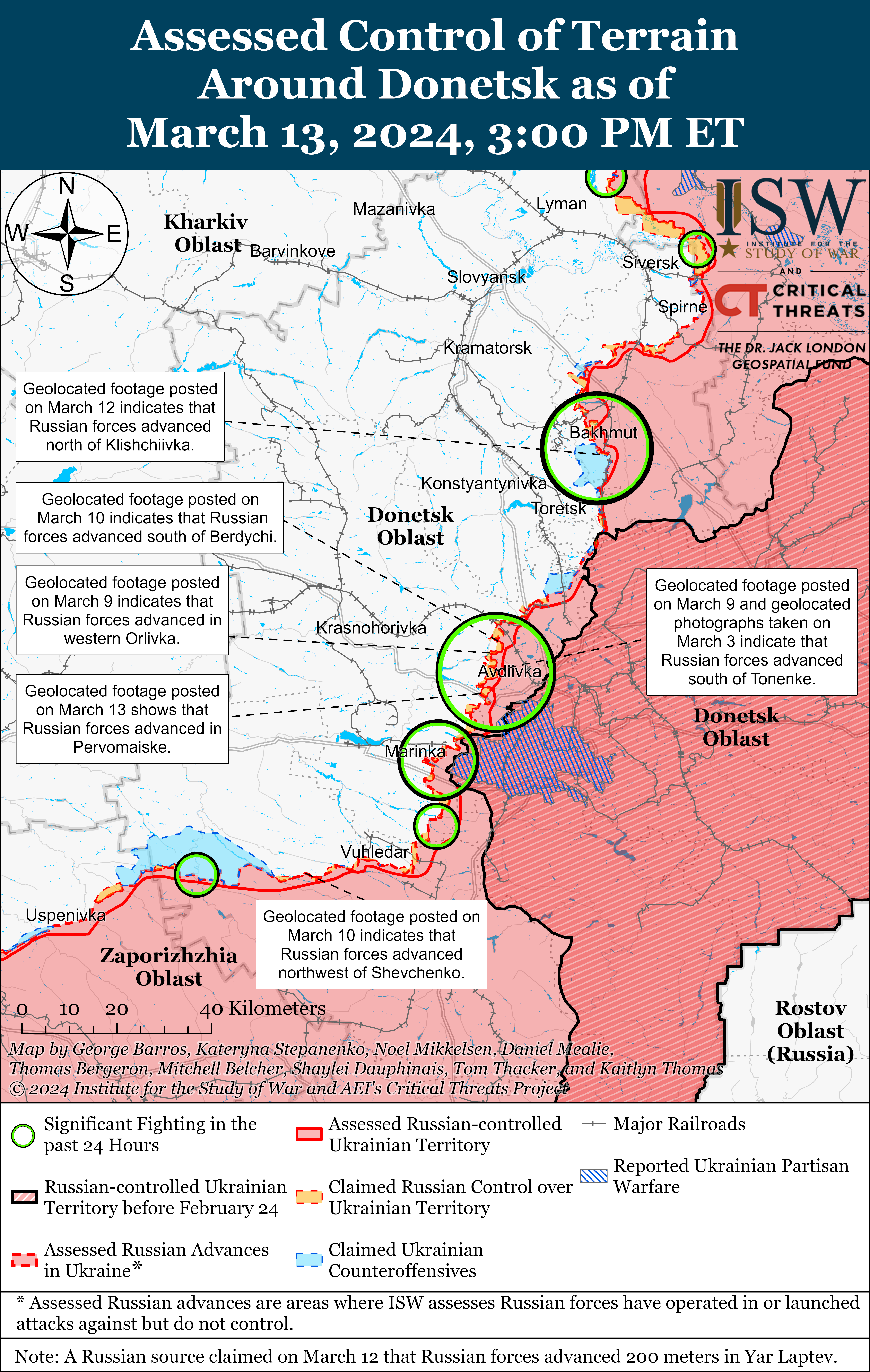 Позиционные бои идут на большинстве направлений, &quot;горячее всего&quot; под Авдеевкой: карты ISW