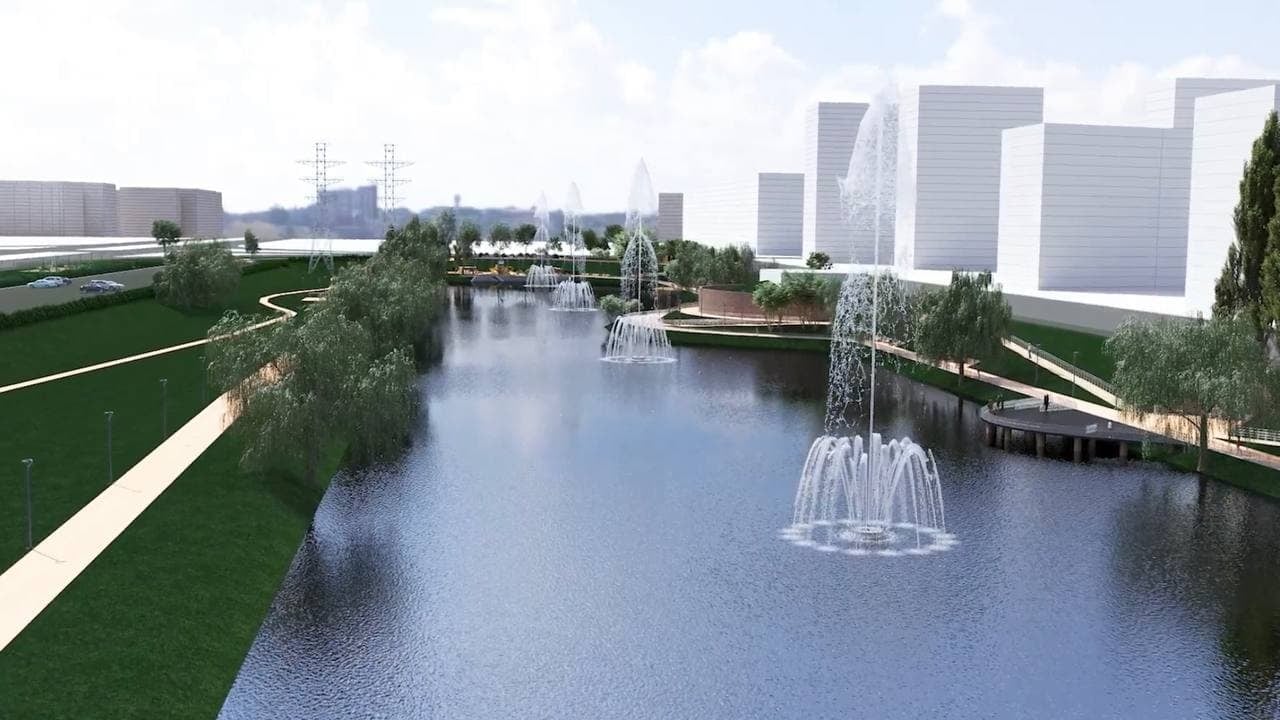 На Троещине построят огромную зону отдыха с фонтанами на воде: как она будет выглядеть