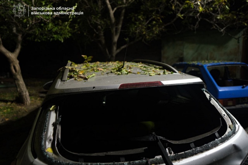 Zaporizhzhia hit overnight: Cars ablaze, windows smashed, yards ruined