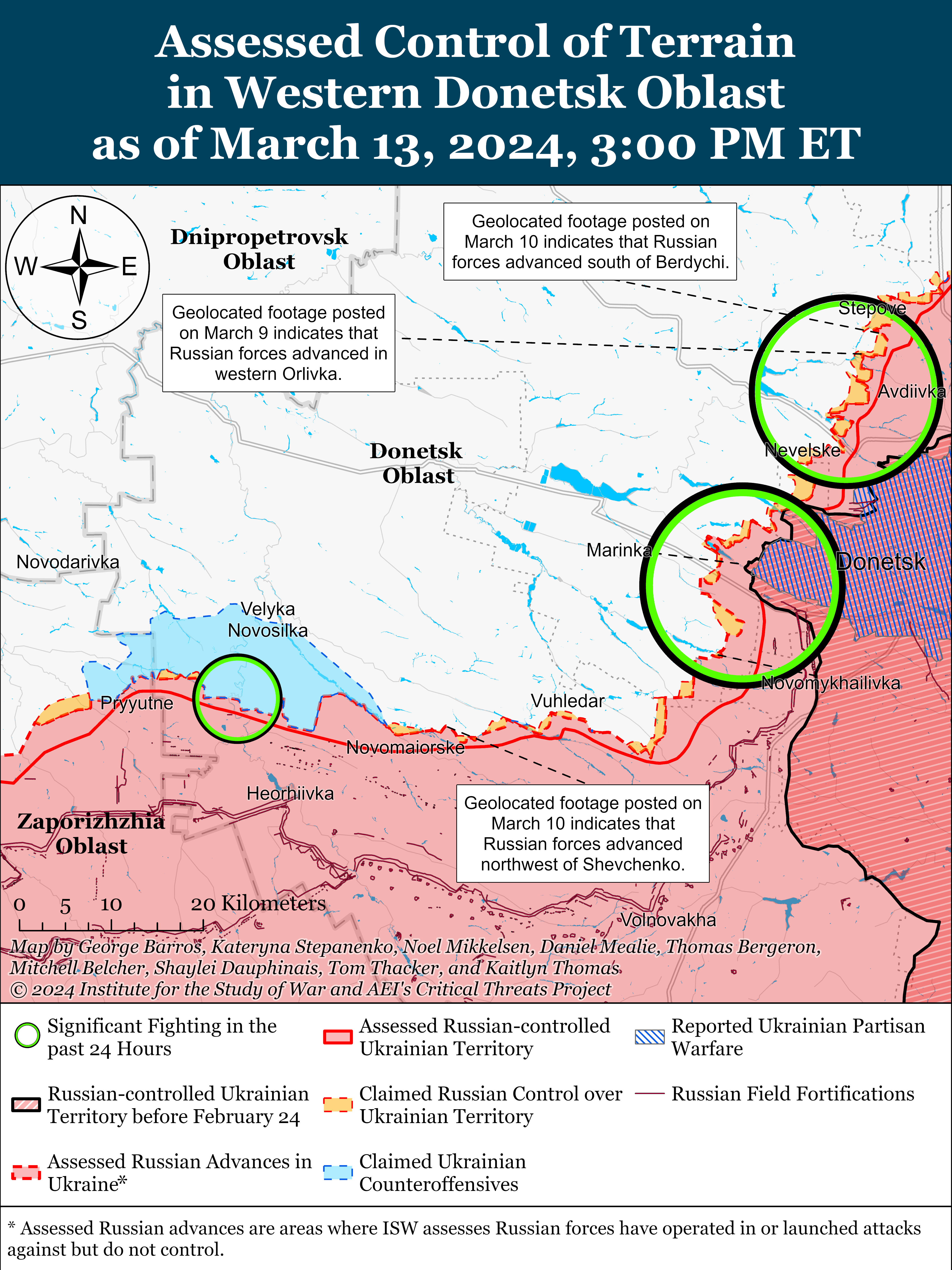 Позиционные бои идут на большинстве направлений, &quot;горячее всего&quot; под Авдеевкой: карты ISW