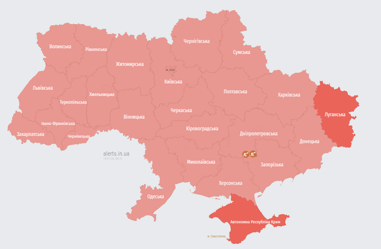 По всій Україні повітряна тривога, злетів МіГ-31К