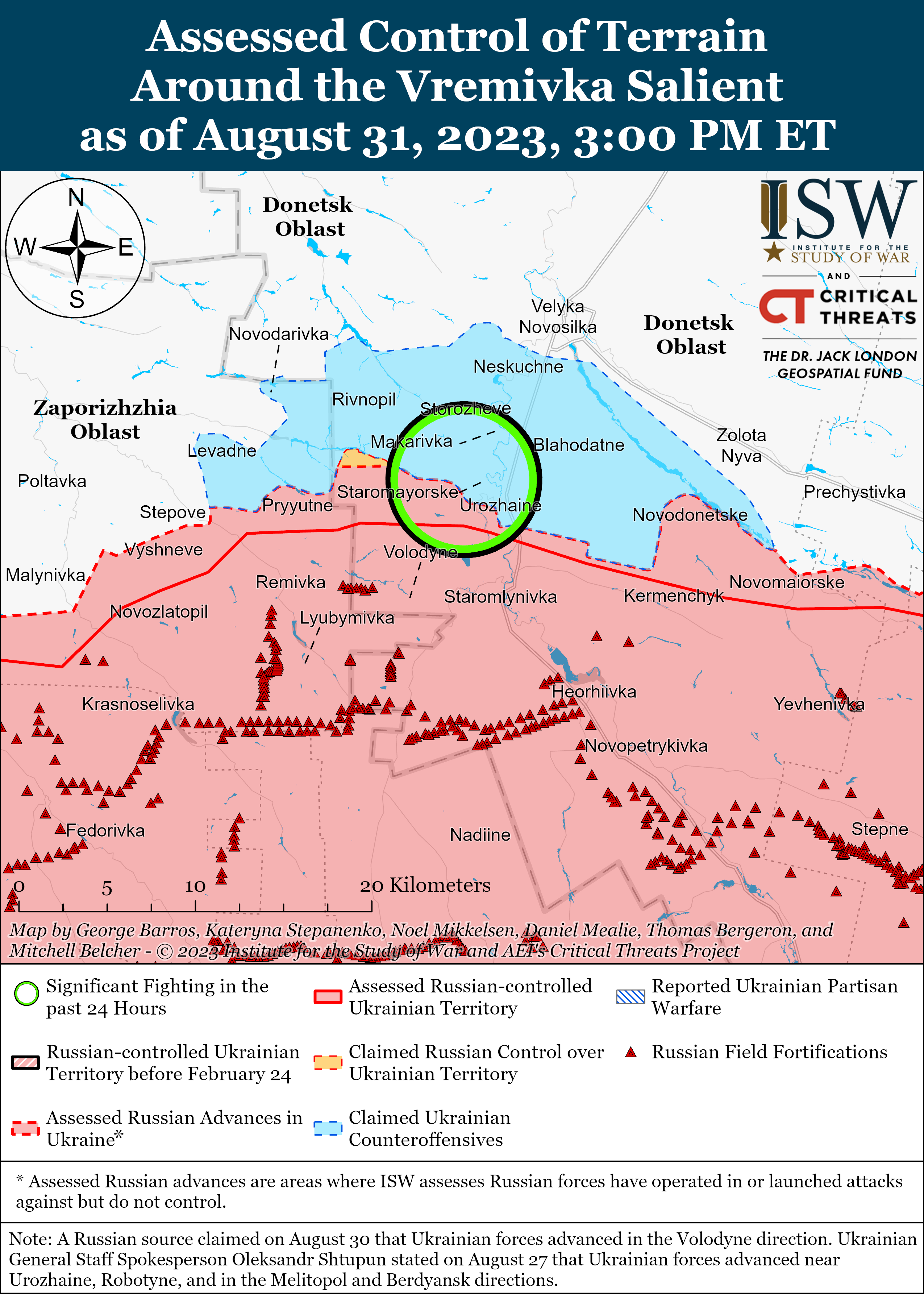 ЗСУ відбили спроби окупантів контратакувати під Бахмутом і на півдні (карти боїв ISW)