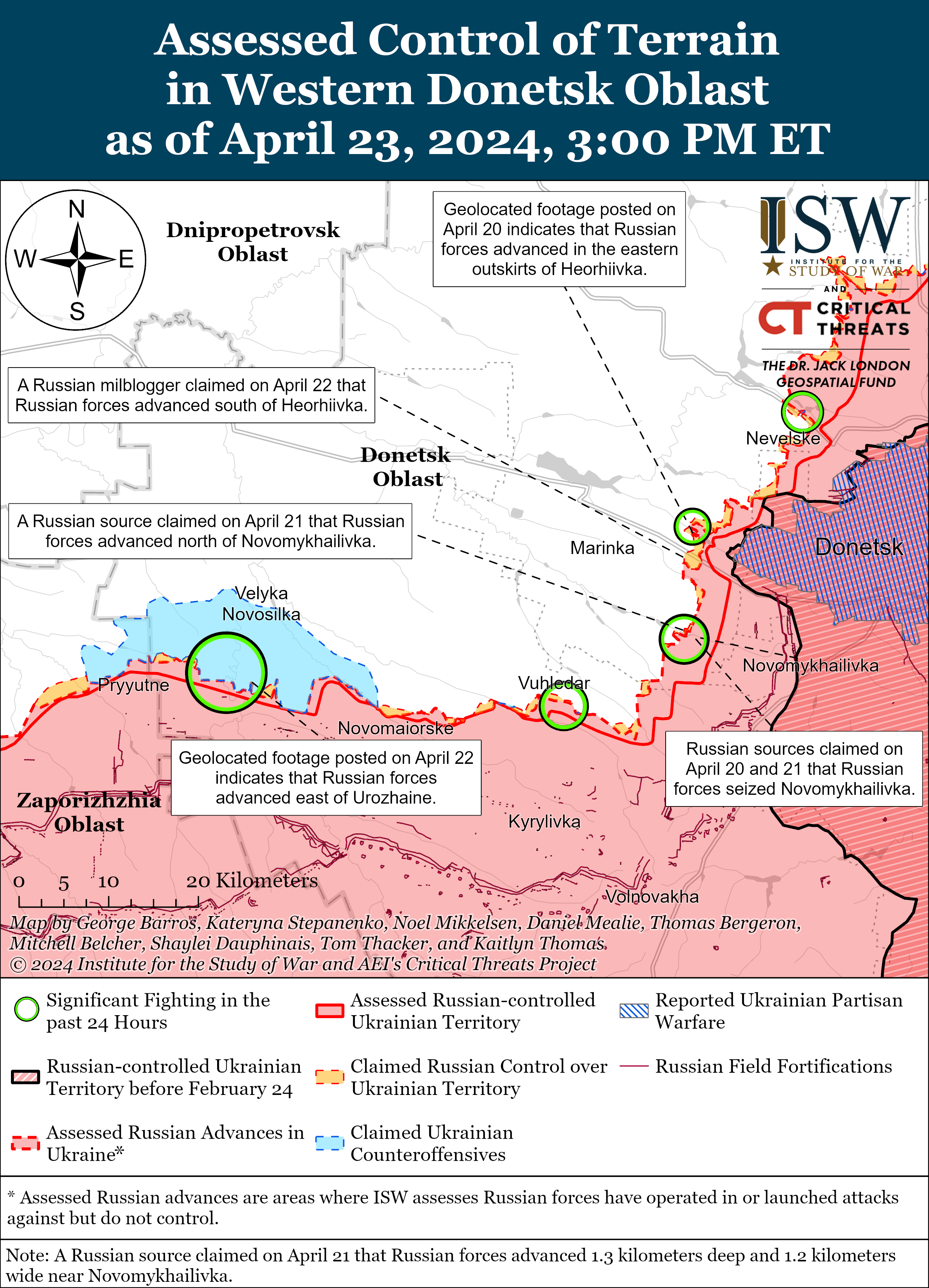 Сили оборони просунулися поблизу Часового Яру: карти ISW
