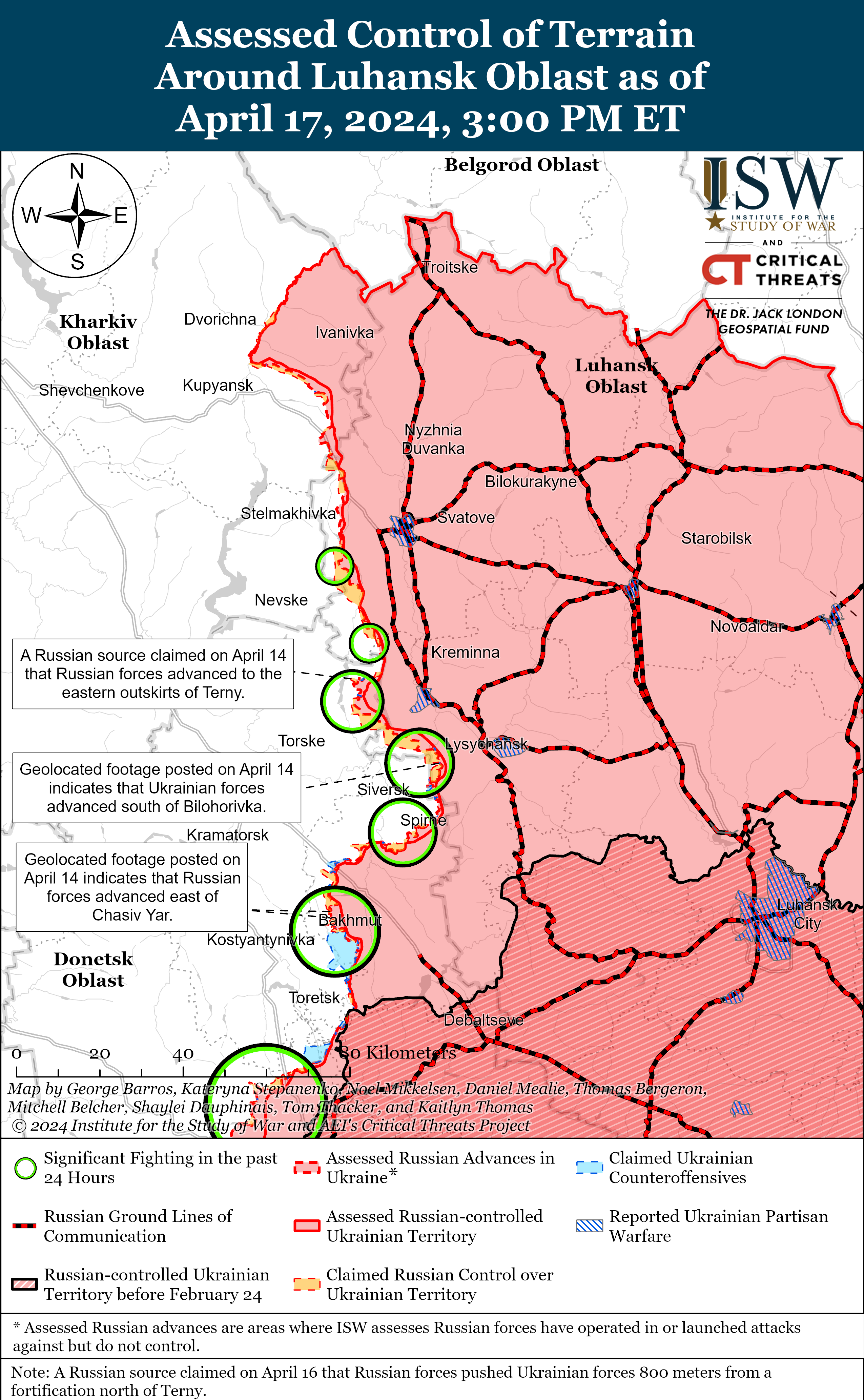 ВСУ отразили несколько попыток наступления россиян возле Северска: карты ISW