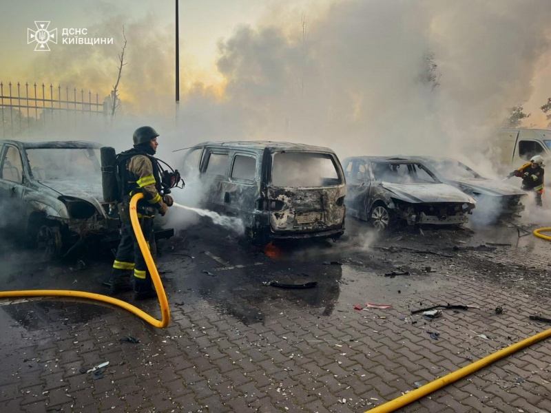 Russian drones and missiles hit Kyiv region, leaving homes and cars destroyed