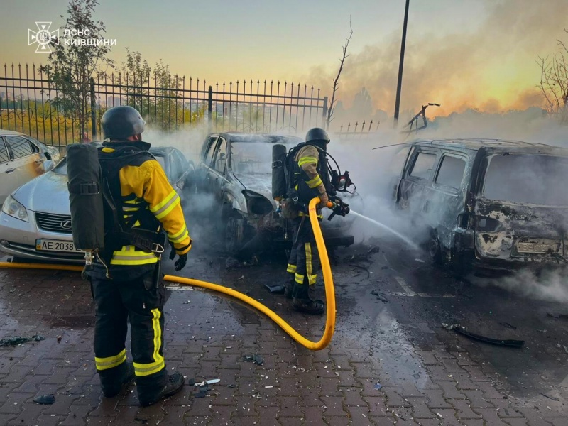 Russian drones and missiles hit Kyiv region, leaving homes and cars destroyed