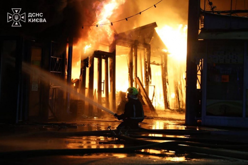 Kyiv attack damages market and several buildings, emergency crews respond