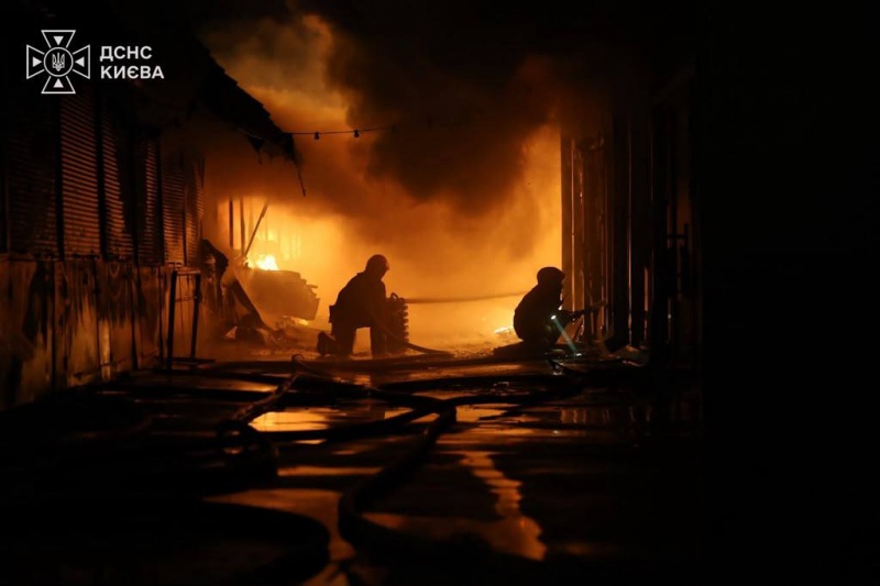 Kyiv attack damages market and several buildings, emergency crews respond