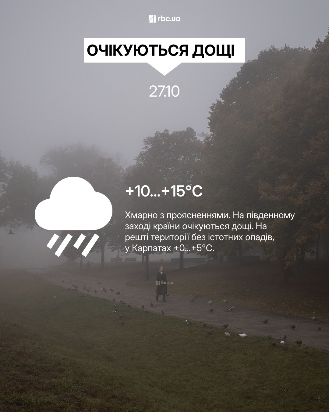 День буде хмарним, подекуди з дощами: яку погоду чекати в Україні 27 жовтня