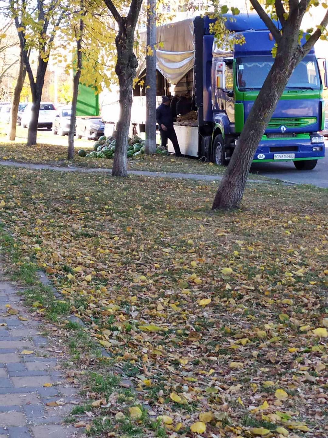 В Киеве торговец выбросил гнилые арбузы у тротуара: поступок разозлил горожан (фото)