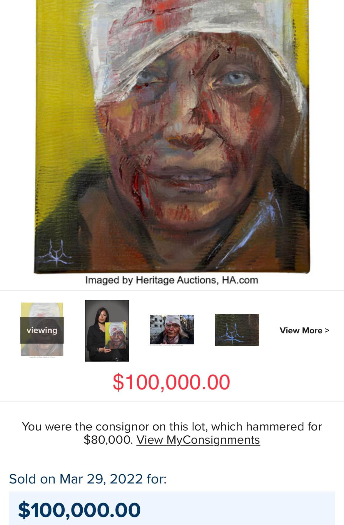 Портрет раненой учительницы из Чугаева продали за 100 тысяч долларов: эти деньги помогут украинцам