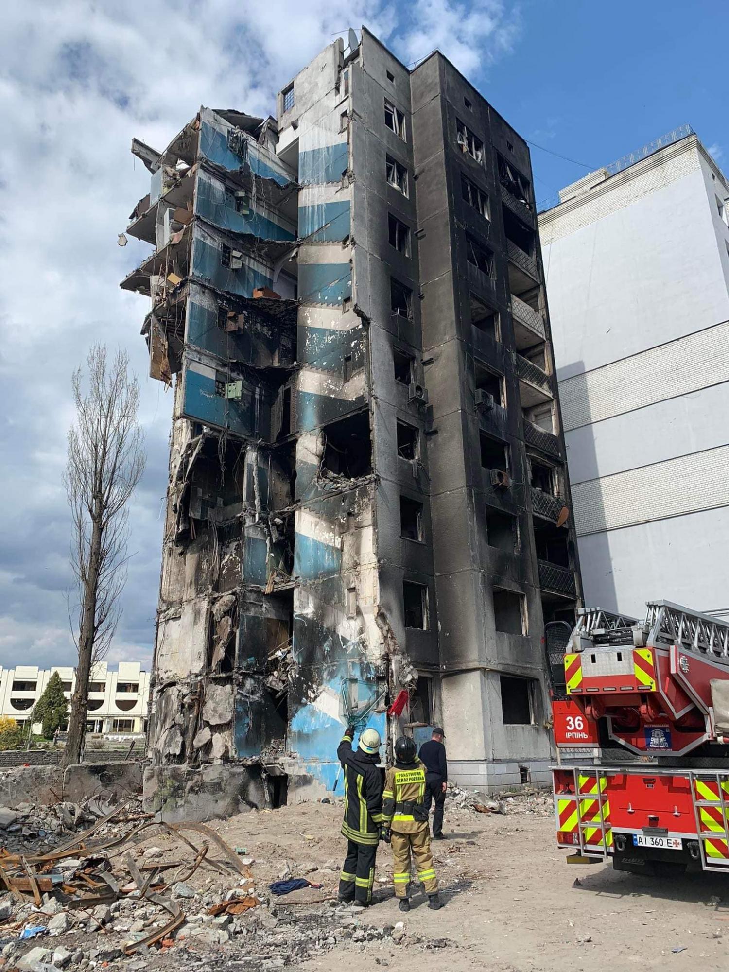 В Бородянке спасли кота, который оказался на 7 этаже разрушенного дома