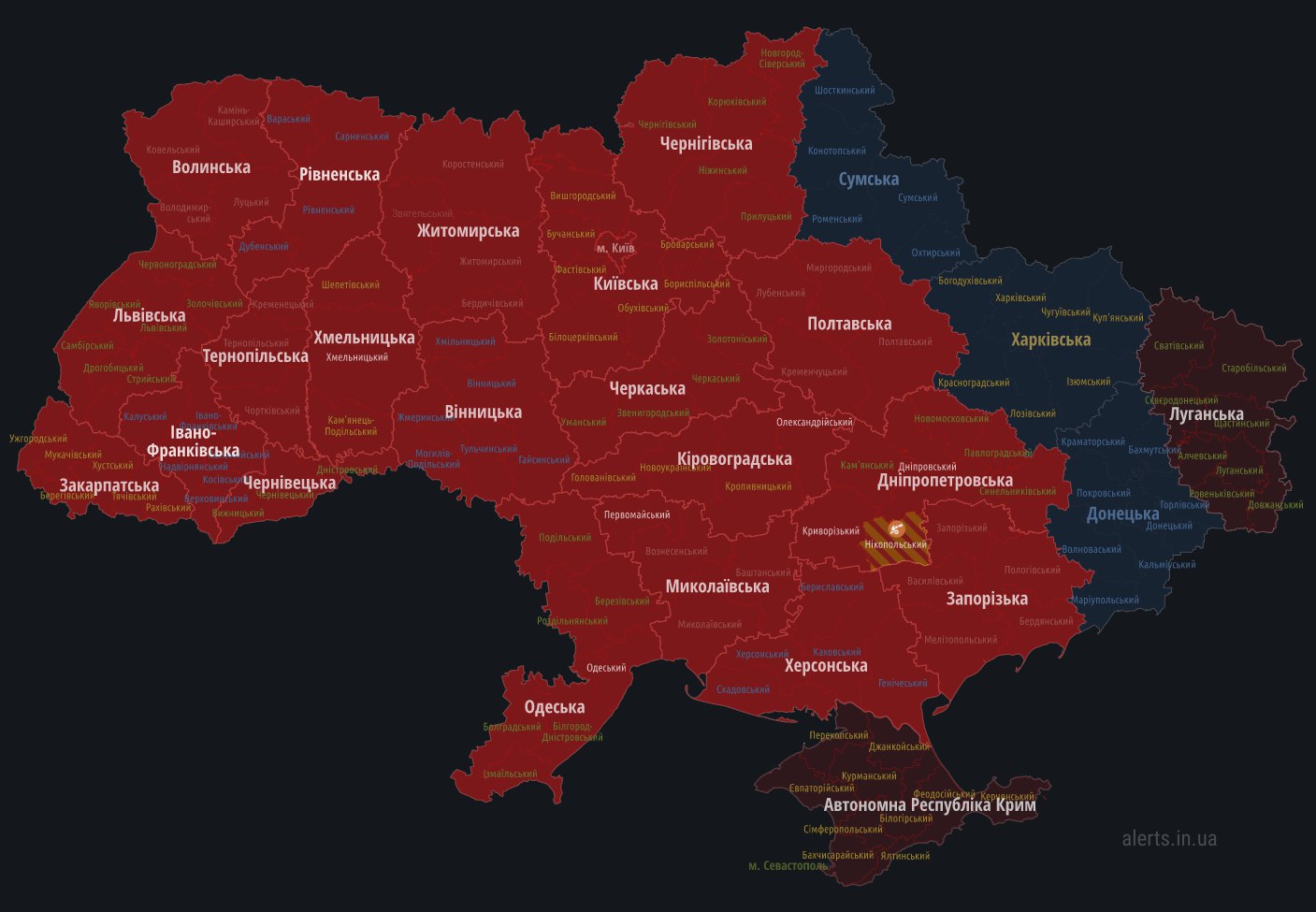 Воздушная тревога объявлена почти по всей Украине