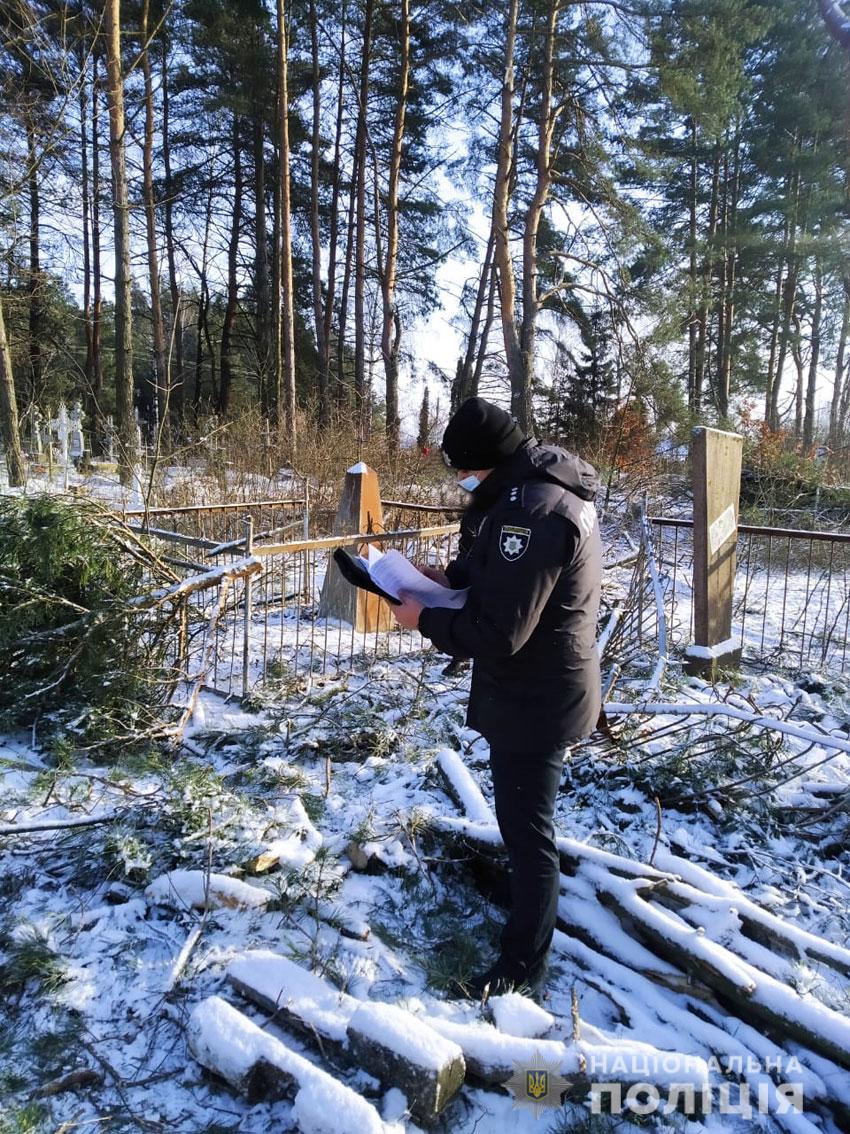 Под Черниговом предприниматель рубил деревья на кладбище и повредил 15 могил (фото)