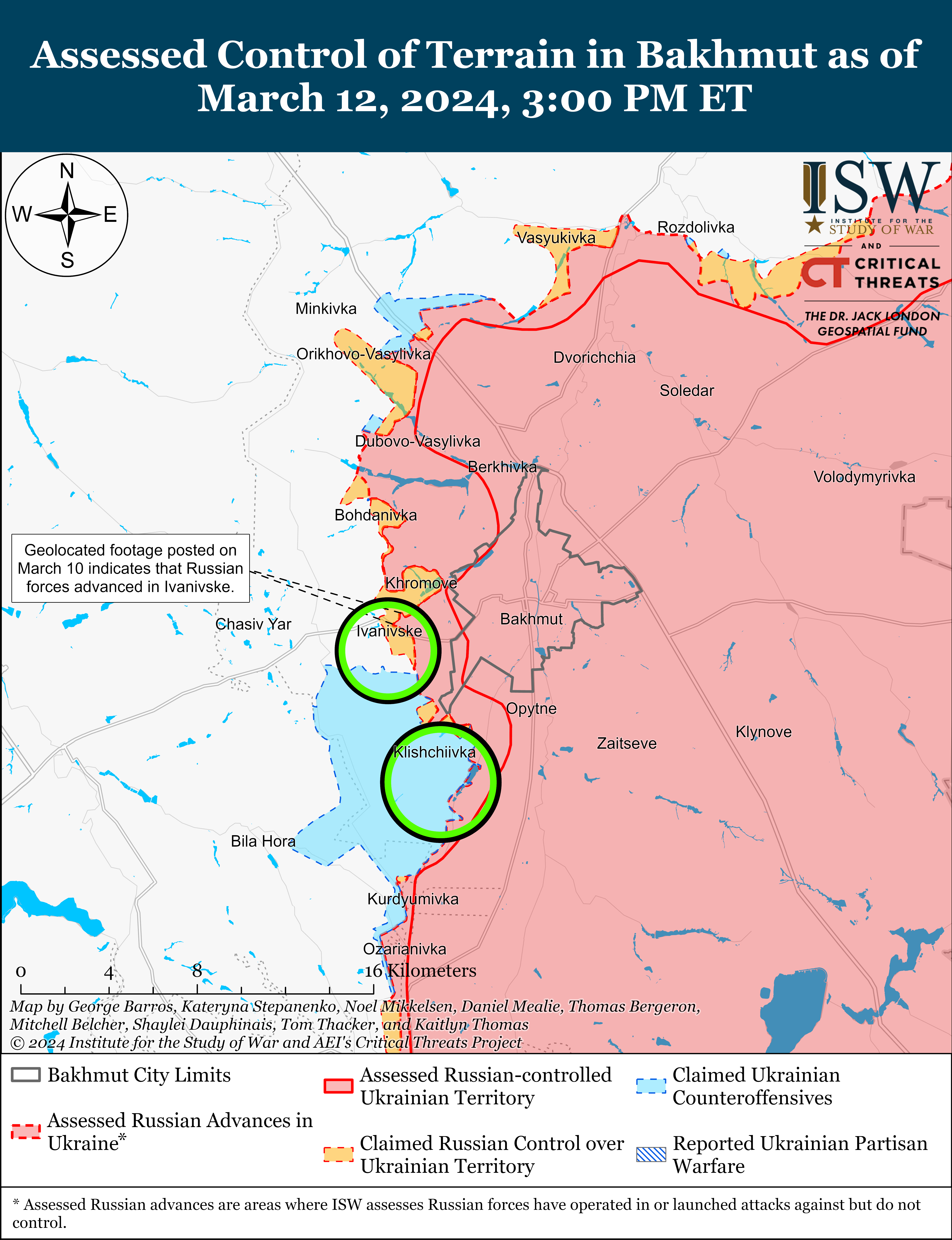 ВСУ удерживают наступление врага возле Бахмута: карты ISW