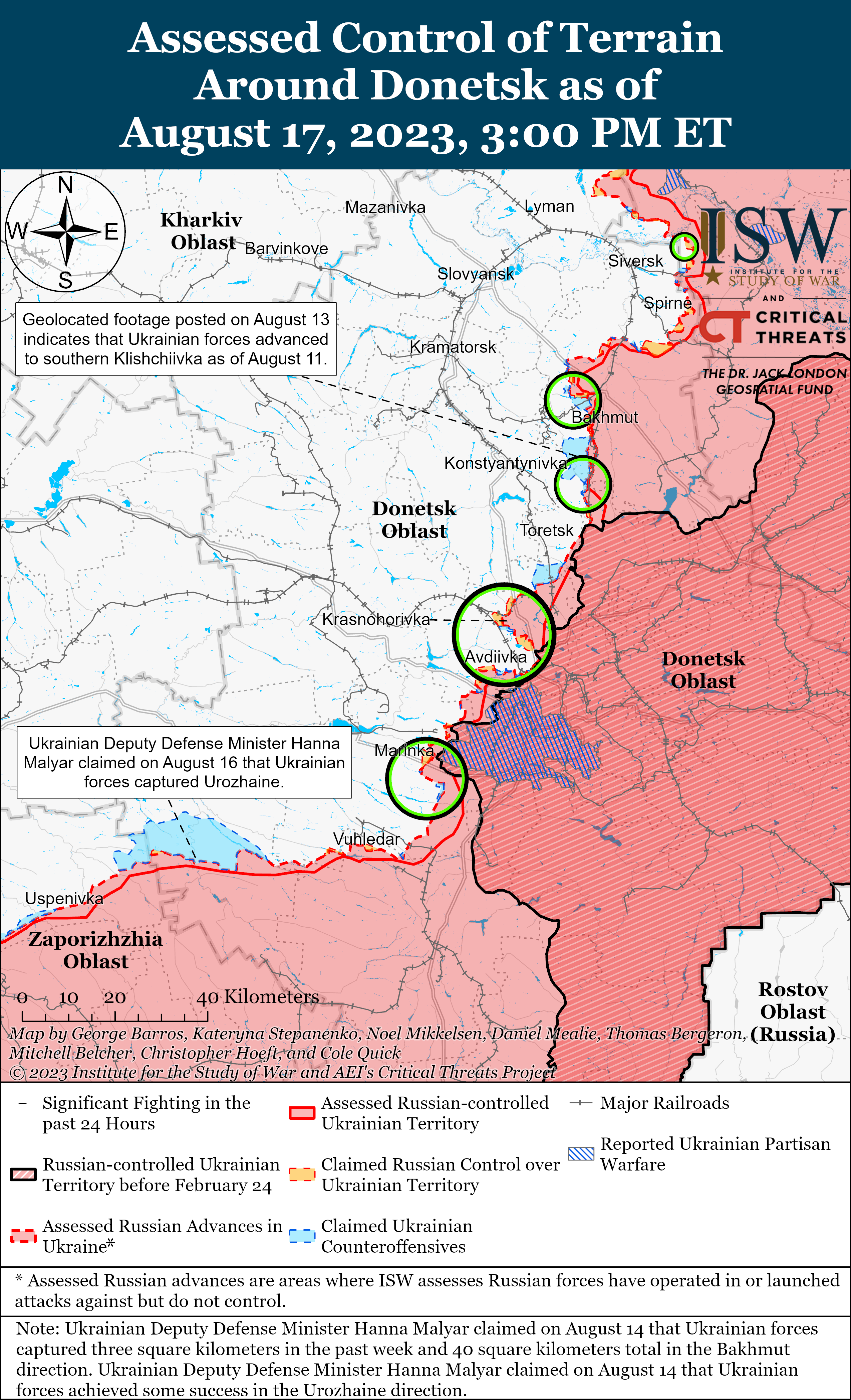 ВСУ заняли южный фланг Бахмута и контрнаступают на Бердянском направлении: карты боев ISW